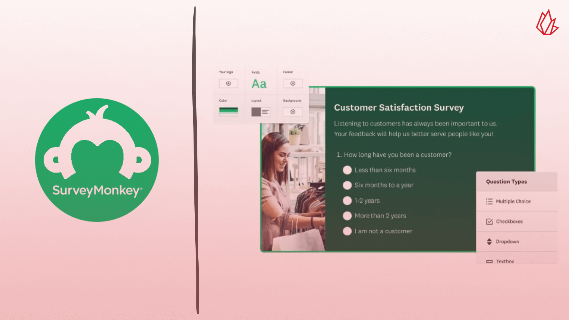 Une capture d'écran de l'interface de SurveyMonkey affichant un sondage sur la satisfaction client, mettant en évidence les fonctionnalités professionnelles de cet outil de sondage en ligne.